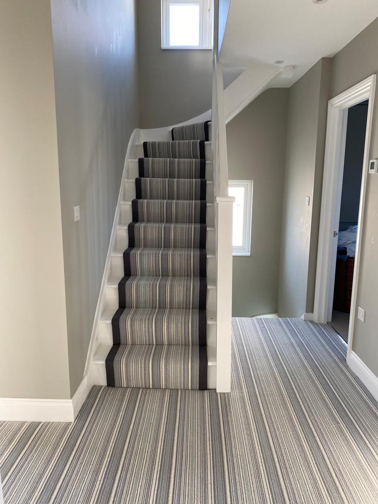 new staircase carpet and decoration